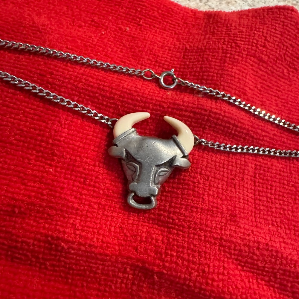 Avon Silver Bull Pendant Necklace